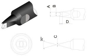 Rysunek wymiarowy z zdjęciem grotu dla grotów 911G serii DV2