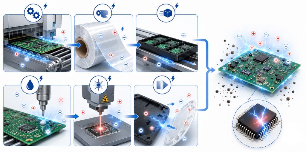Źródła ładunków elektrostatycznych w produkcji elektroniki